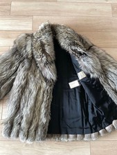 SAGA Mink Fur Coat Size XL 13 Gray Gold-tagged Unused Silver Fox Real Fur Middle
