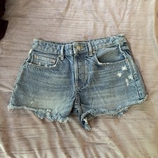 We The Free Womens Cut Off Distressed Denim Light Wash Jean Blue Shorts Size 25