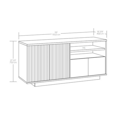 Sauder East Rock Engineered Wood Credenza in Ashen Oak Finish