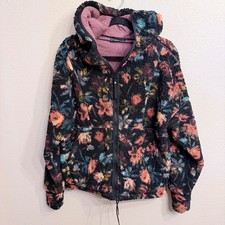Prana Floral Sherpa Fleece Hoodie Full Zip Recycled Jacket Multi Color Womens M