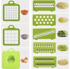 Multi-Functional Vegetable  Fruit Chopper Set 8-Piece, Green/Black