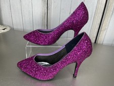Vintage Purple Glitter Stiletto Heels Dancin Sparkle Party Pumps Size 8.5 USA