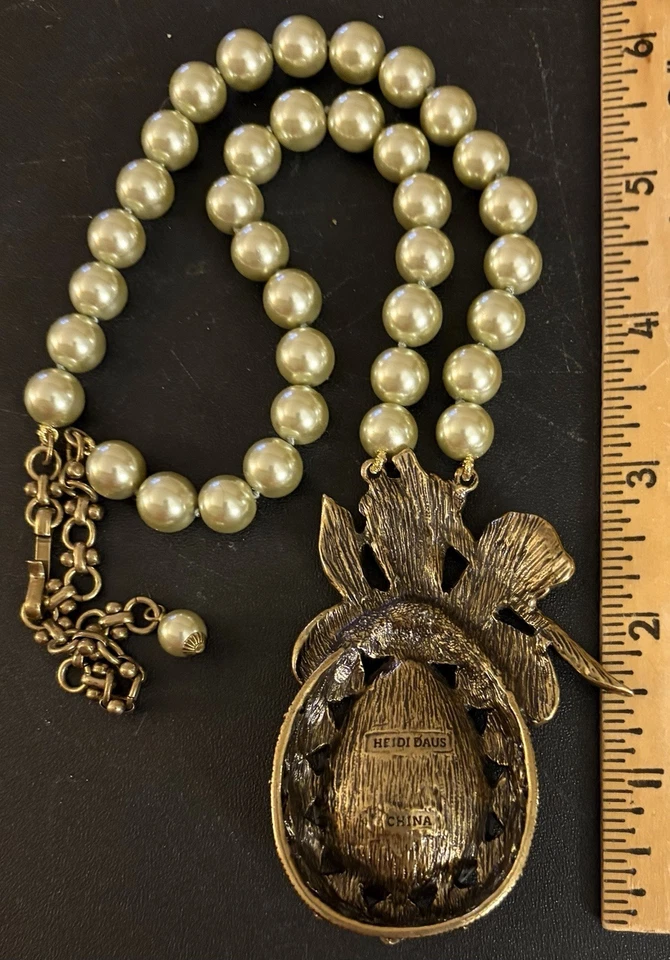 Heidi Daus “Irresistible Impression”Faux Pearls & Blue Crystal Teardrop Necklace - Image 2 of 2