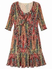 Country Casuals Petite Pleated Paisley Print Dress Size L Multicolour Midi Boho