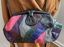 Park Avenue International 1980s Convertible Clutch Crossbody Patchwork Purse