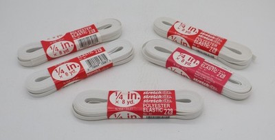 Lot of 5 Stretchrite Polyester Elastic 1/4  8 Yards #81 NOS