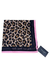 Kate Spade New York Leopard Aninal Print Square Cotton  Silk Bandana Scarf NWT