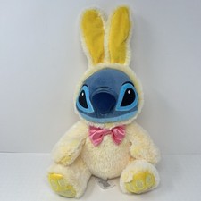 Disney Stitch Yellow Easter Bunny Soft Plush Cute Stuffed Animal Toy w/ bow 10"