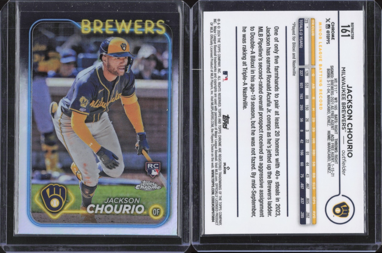 2024 Topps Chrome - Jackson Chourio #161 Prism Refractor (RC)