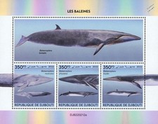 WHALES / Whale Mammals / Sea Marine Life MNH 3v-Stamp Sheet #80 (2022 Djibouti)