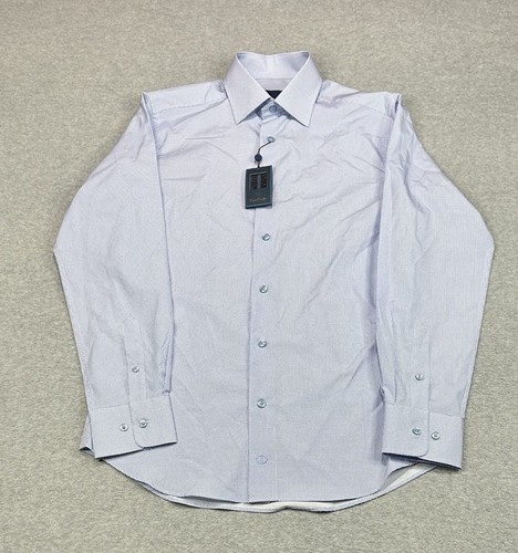 David Donahue Anzughemd Herren 15-32/33 blau/weiß geometrischer Besatz UVP 145 $ - Bild 1 von 9