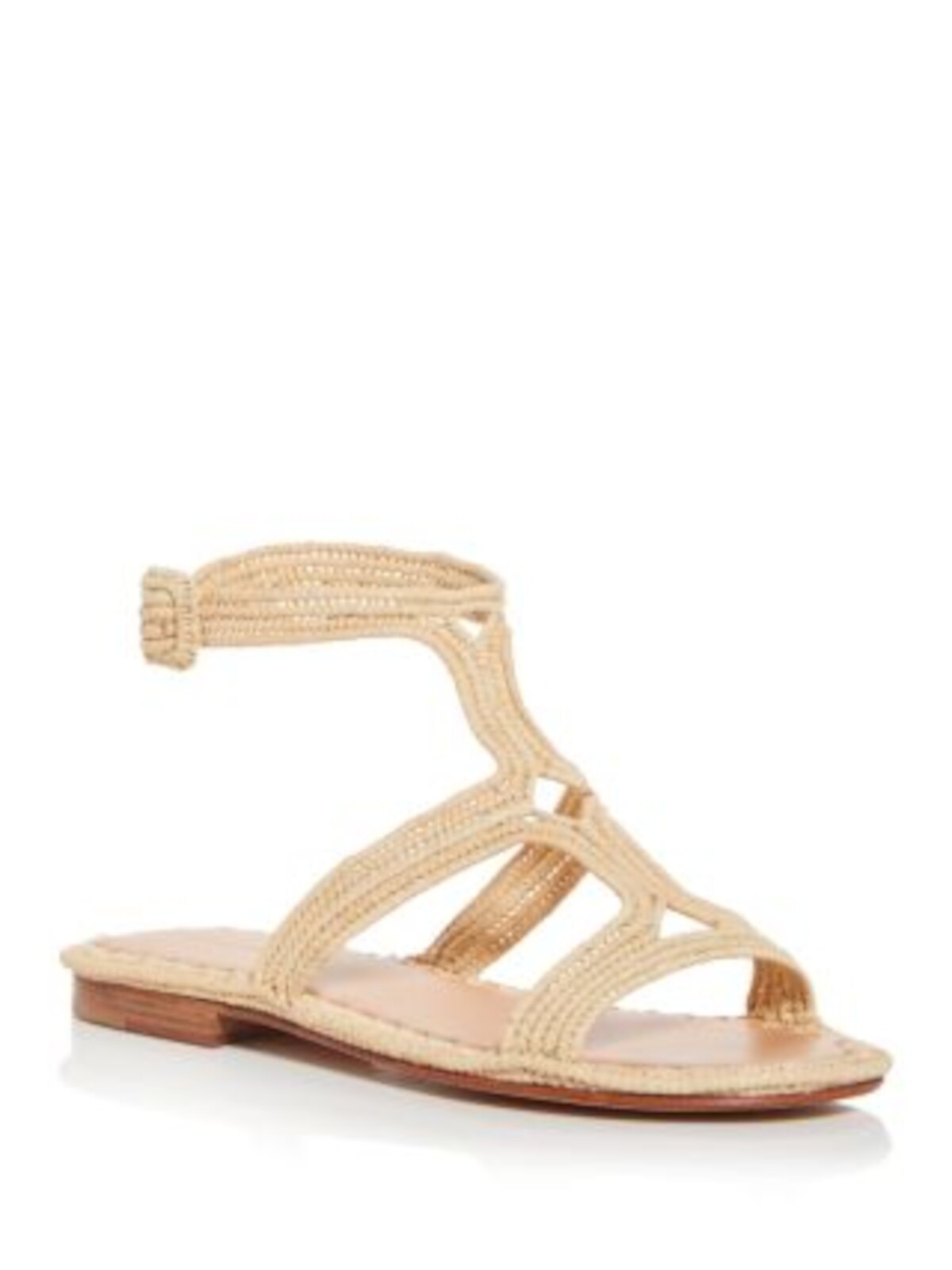 CARRIE FORBES Womens Beige Raffia Woven Padded Hind Round Toe Sandals Shoes 37