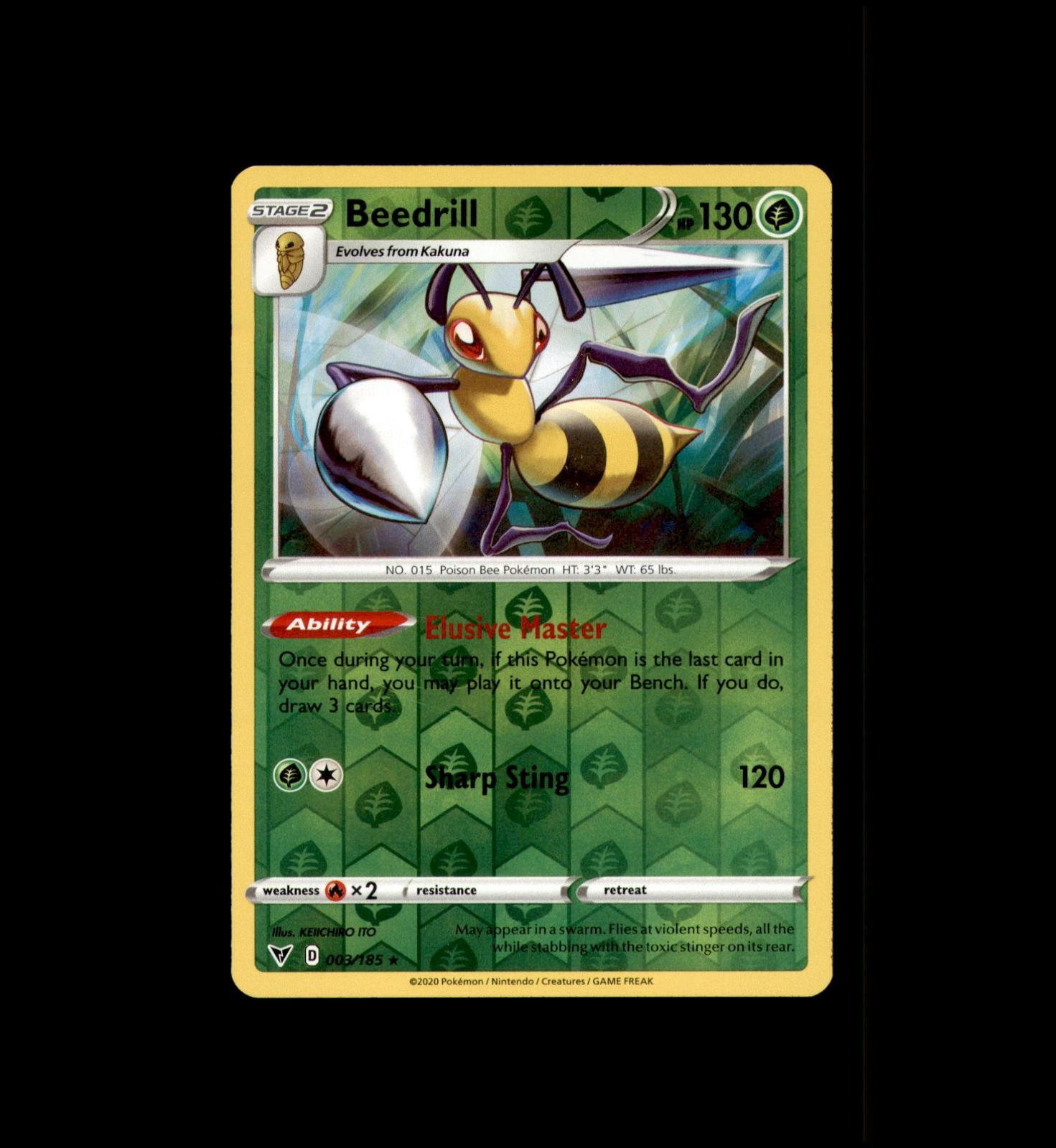 Beedrill 003/185 Rare Vivid Voltage Pokemon Reverse Holo Near Mint