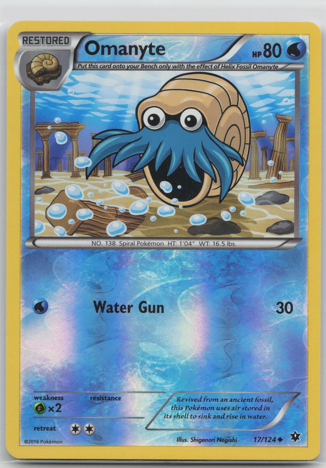Omanyte Uncommon Water XY - Fates Collide 17/124 LP 2016 Shigenori Negishi Rever