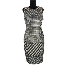 Calvin Klein Abstract Sleeveless Sheath Dress in Gray / Black - Sz 10 - New