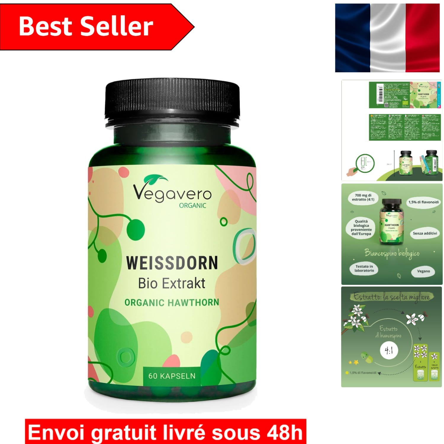 Aubépine 700 mg en gélules pour la relaxation | Cure de 60 gélules végétales