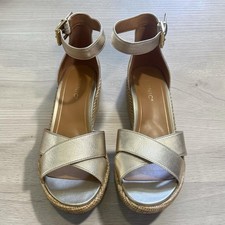 Vionic Marina Wedge Sandals Gold Metallic Ank...