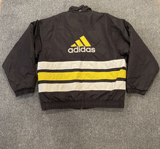 Vintage Adidas Full Zip Black Yellow Windbreaker Jacket Men s Large L 90s