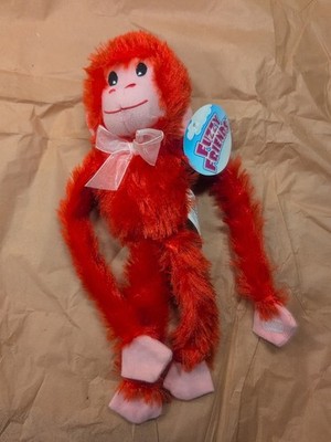 Fuzzy Friends Greenbrier Plush Hanging Red  Valentine's Day Monkey 12.5'' PinkBow
