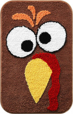 Funny Turkey Thanksgiving Bathroom Rug 20X32 Inch, Soft and Absorbent Tufted Fal