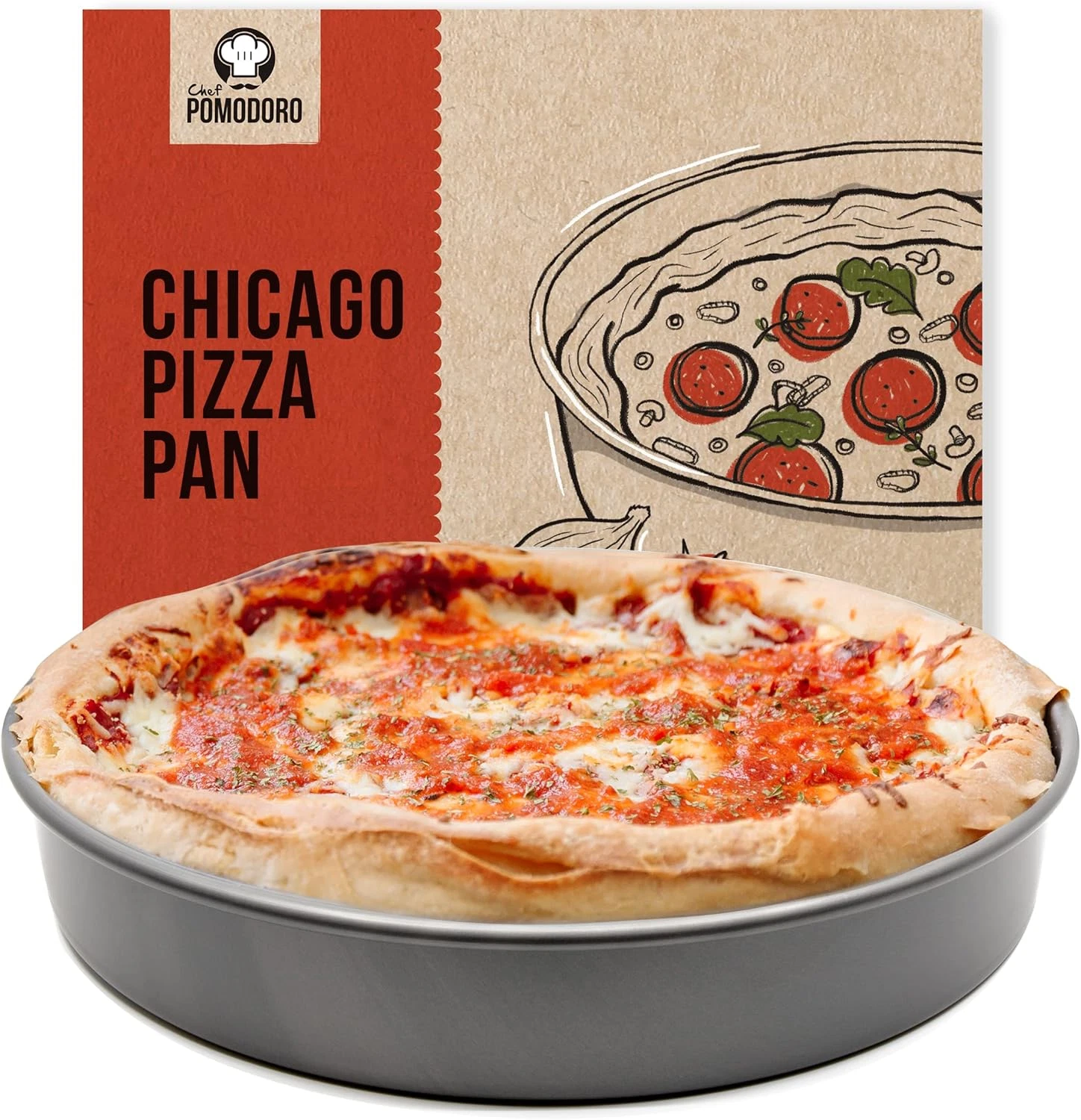 Chicago Deep Dish Pizza Pan 12 Inch, Hard Anodized Aluminum Pizza