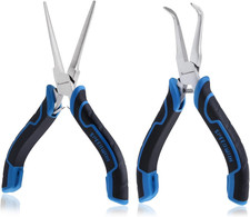 SPEEDWOX 2PCS Mini Needle Nose Pliers with Smooth Jaw Bent Needle Nose Pliers