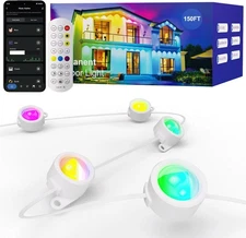 HUTAKUZE Permanent Outdoor Lights, 150FT with 90 RGB LEDs 150ft, Multicolor 