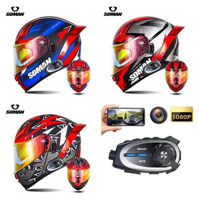 Motorcycle Helmet Bluetooth Camera Intercom Headset Motorbike Helmets Dot