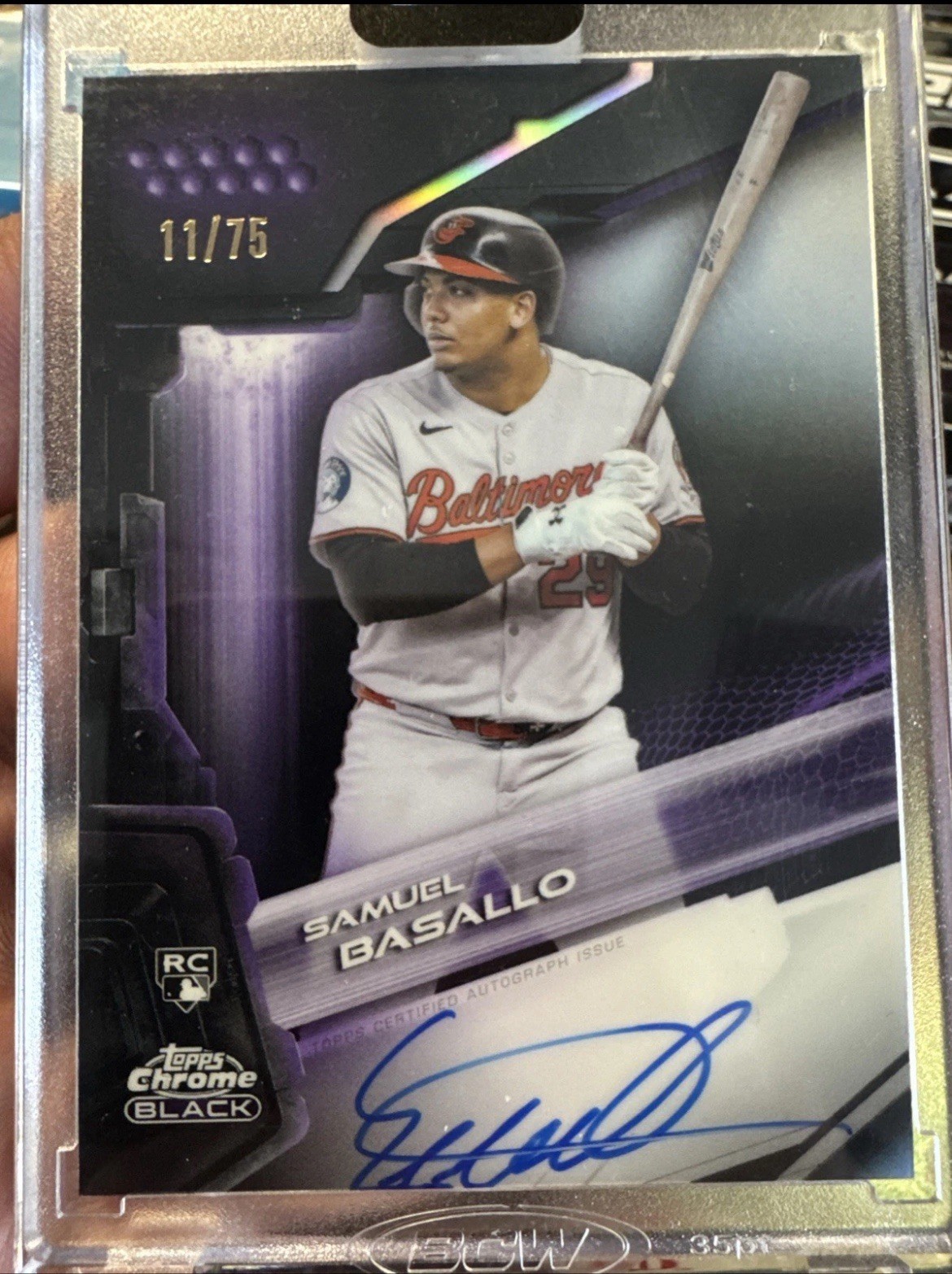 Samuel Basallo 2026 Topps Chrome Black RC Purple Auto #/75 đŸ”¥Orioles