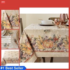 Rectangular Tablecloth 60x120 Inch Fall Harvest Thanksgiving Cotton Jacquard
