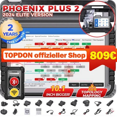 🔥TOPDON Phoenix Plus 2 professionale auto OBD2 dispositivo diagnostico scanner TUTTO IL SISTEMA tedesco