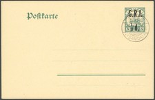 SAMOA 1914, 1/2 d. auf 5 Pf. auf Karte P 9, Stempel APIA, leer gestemp