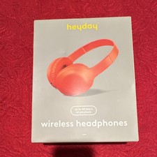 heyday Wireless Bluetooth Over-Ear Headphones Red Rechargeable Battery