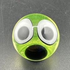 Contemporary Handmade Art Glass Marble 1.03" Uranium Glass Surprise Face MIB