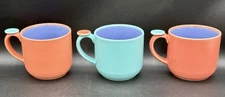 3 Lindt Stymeist Colorways 3.5” Mugs with Tabs Salmon Blue Turquoise