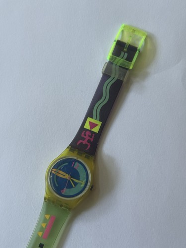 Swatch Watch Swiss Green Vintage Rare 80s 90s Neon Pop Art Funk Neon Peak Season