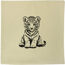 40cm x 40cm 'Tiger Cub Sitting' Canvas Cushion Cover (CV00040808)