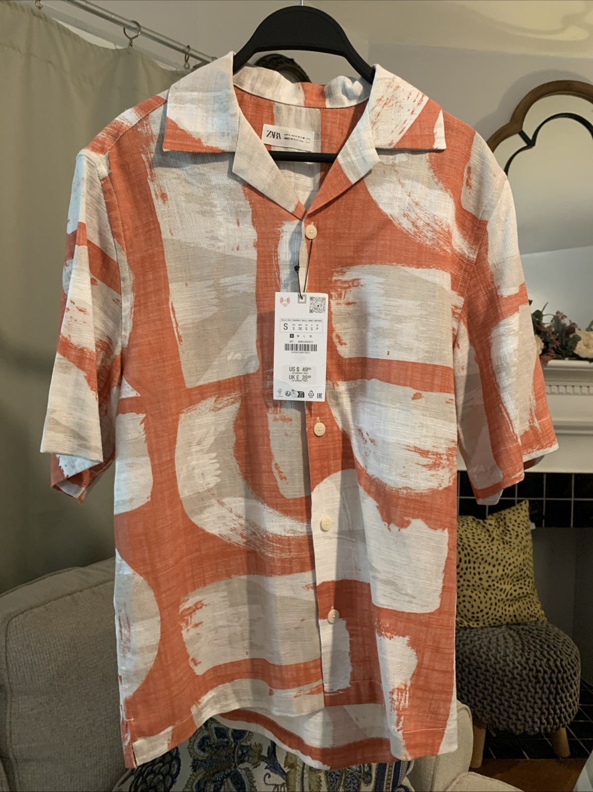 Zara Men Abstract Print Shirt Relaxed Fit (Never Worn) Size Small image 2