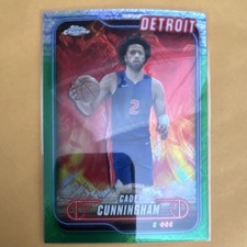 Topps Chrome 2024-25 Cade Cunningham Green Refractor #18 Detroit Pistons NBA