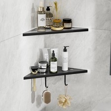 Matte Black Corner Shower Shelves 2-Pack, 10" 304 Stainless Steel Recessed Sh...