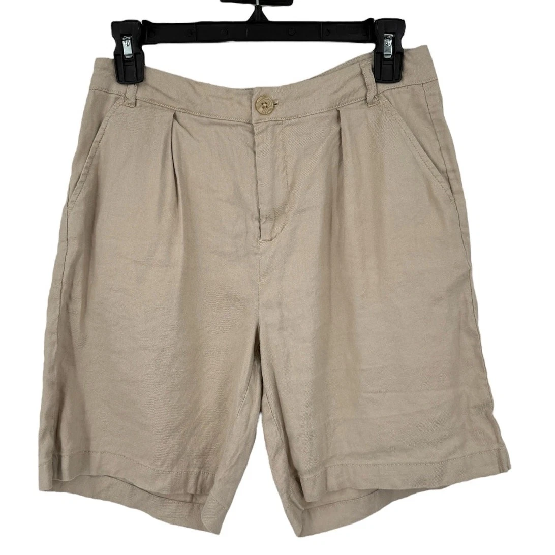 NYDJ Shorts relaxed linen casual tan size 0
