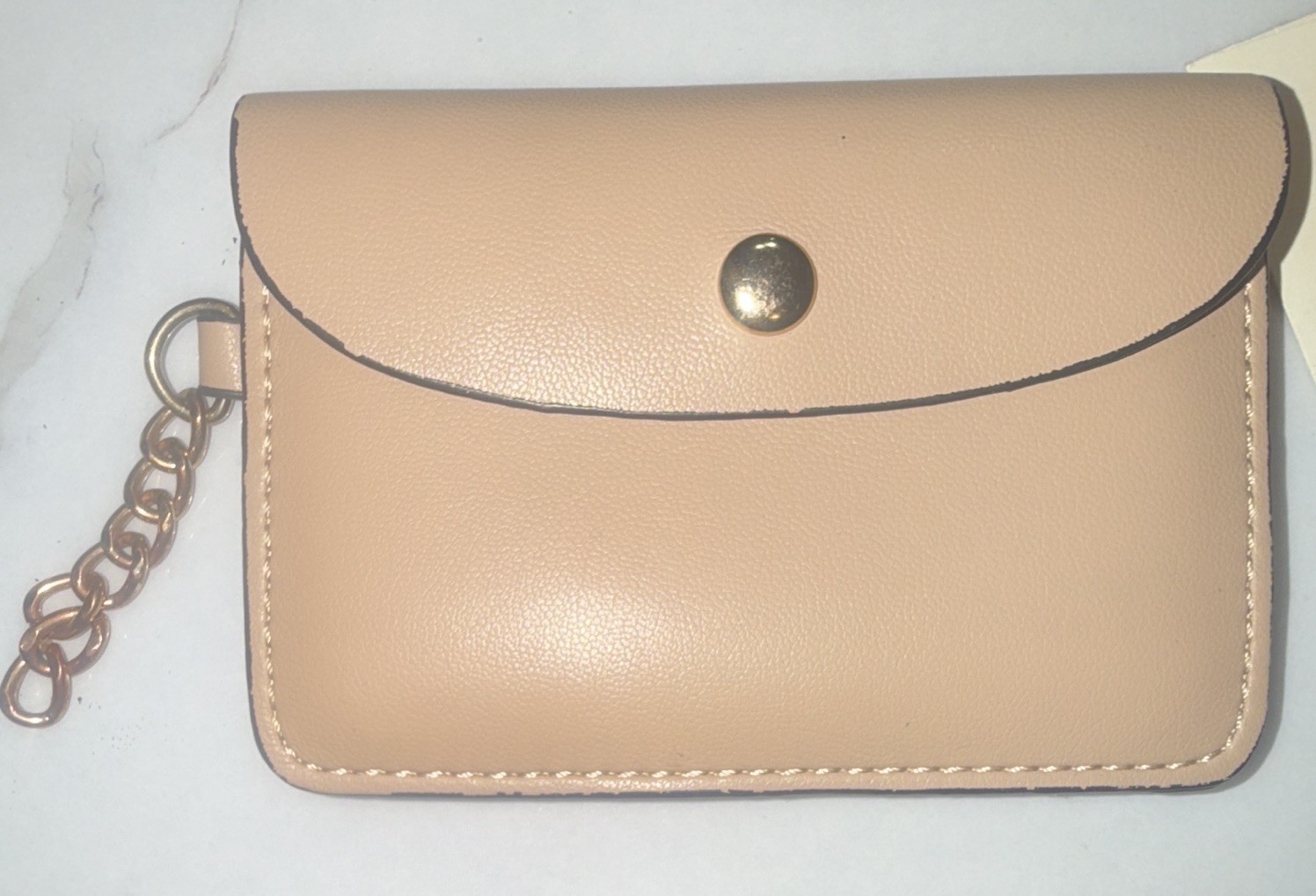 Women’s Beige Snap-Closure Wallet, Solid Pattern, Snap Accent