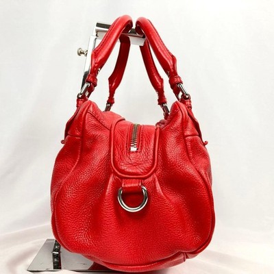 Marc Jacobs Classic Q Handbag Red Leather Y2K Tote Silver Hardware