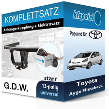 G.D.W. Anhängekupplung starr und E-Satz 13polig für Toyota Aygo Fliessheck 05-
