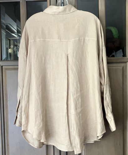 Zara Women's Oversized 100% linen Button Down Oversized Shirt Lounge Casual L - Picture 12 of 13