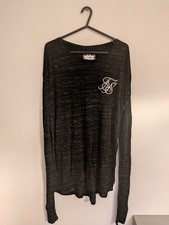 Image of SikSilk T-shirt Mens Size Large Black Long Sleeve Digital Pattern Embroidered