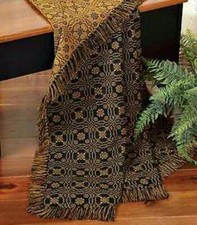 New Primitive MUSTARD BLACK LOVERS KNOT THROW Woven Afghan Coverlet Blanket