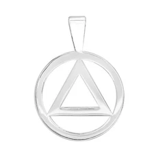 AA Symbol Alcoholics Anonymous Sobriety 925 Sterling Silver Pendant Alcoholism