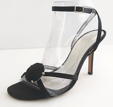 Kate Spade New York Blk Satin Heeled Sandal Wrap Ankle Strap Sz 8.5