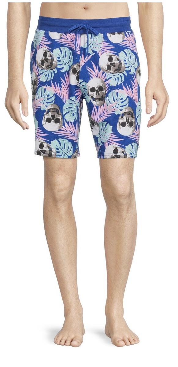 No Boundaries Men's Drawstring Pocket Lounge Shorts Skulls NWT XL